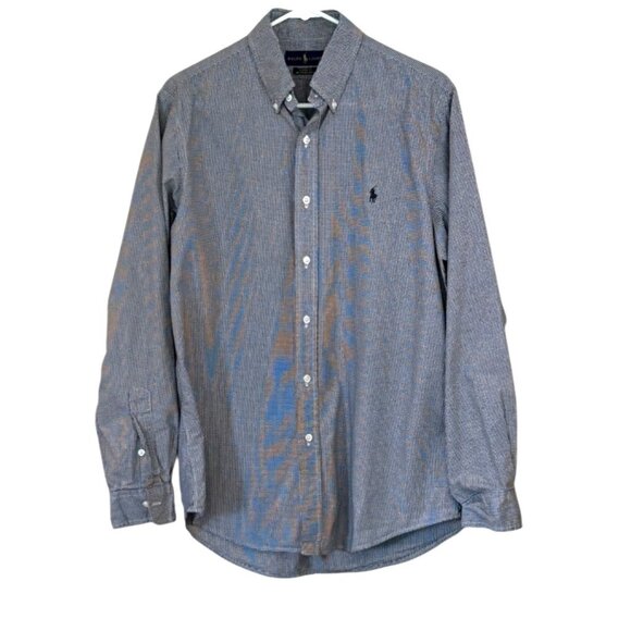 Ralph Lauren Men's Long Sleeve Checked Shirt Navy Size Medium - Picture 1 of 5